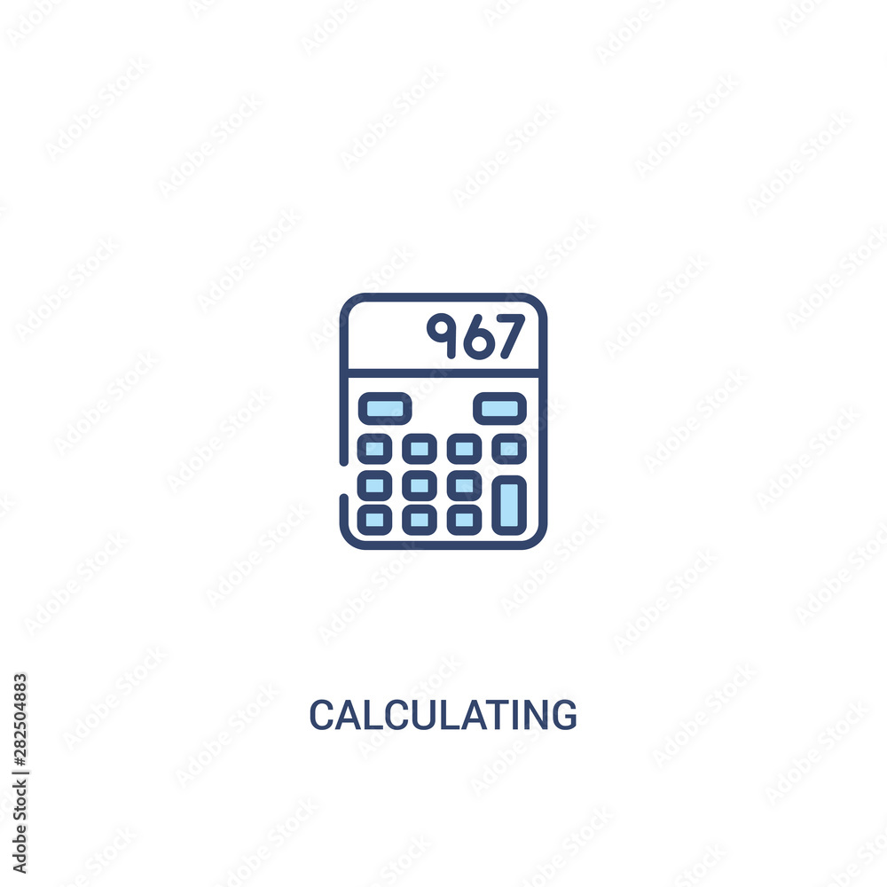 Poster calculating concept 2 colored icon. simple line element illustration. outline blue calculating symbo