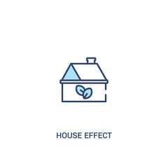 house effect concept 2 colored icon. simple line element illustration. outline blue house effect symbol. can be used for web and mobile ui/ux.
