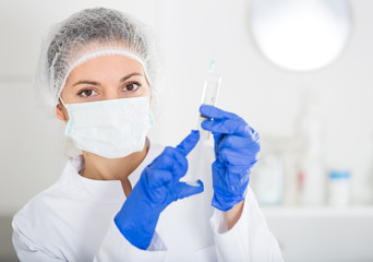 Nurse making injection