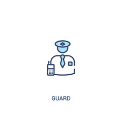 guard concept 2 colored icon. simple line element illustration. outline blue guard symbol. can be used for web and mobile ui/ux.