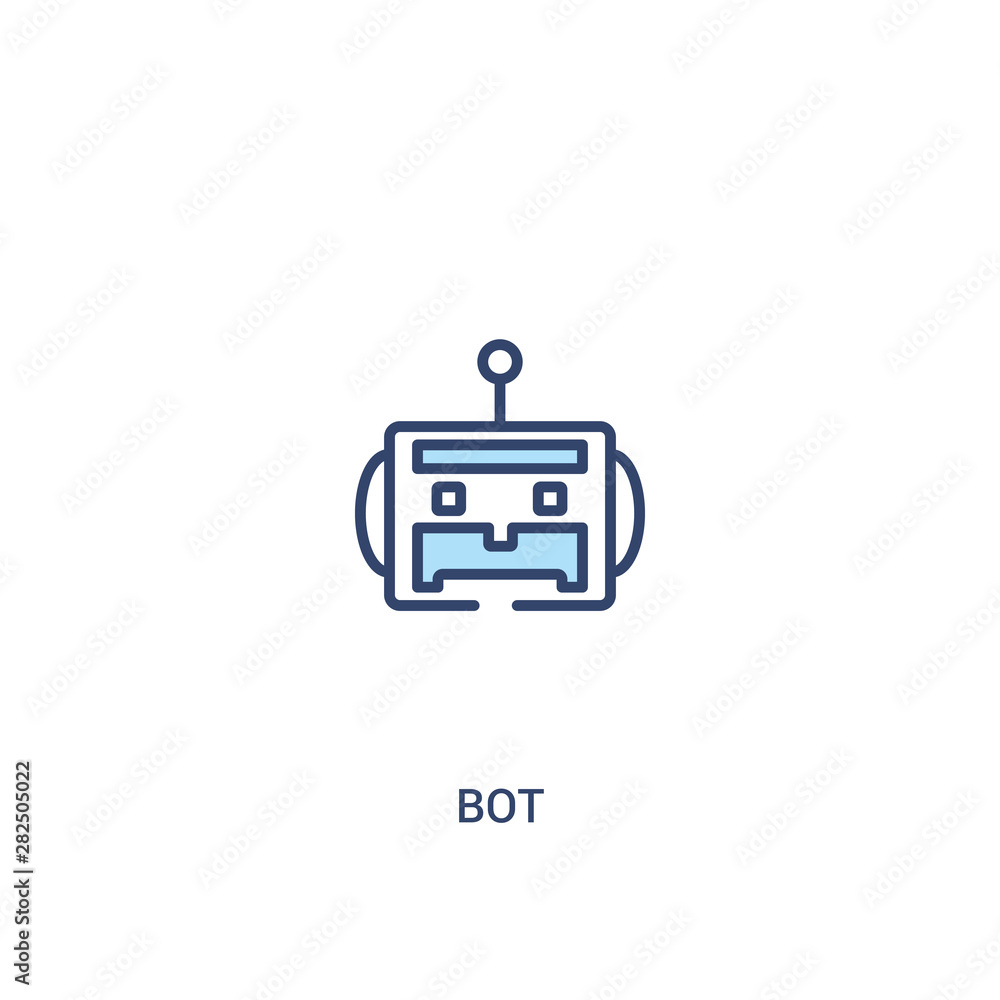 Poster bot concept 2 colored icon. simple line element illustration. outline blue bot symbol. can be used f