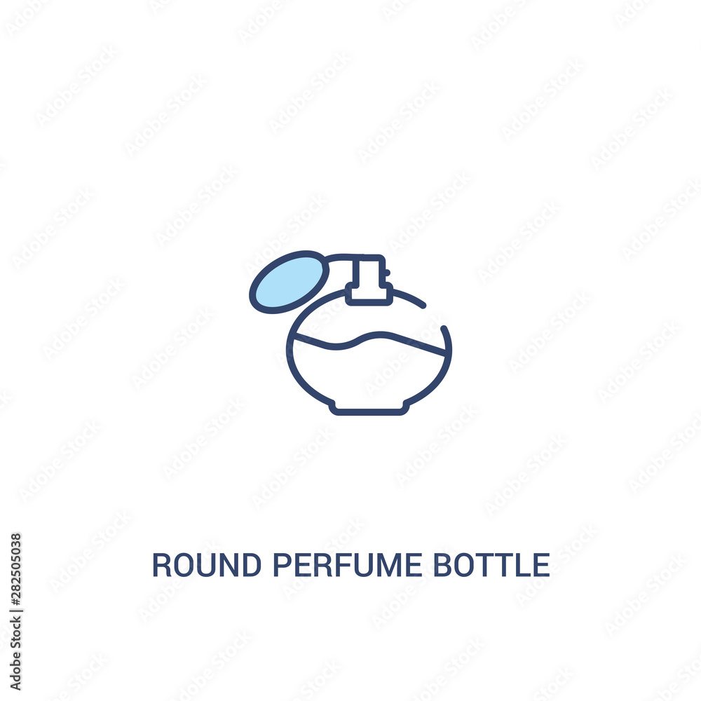 Poster round perfume bottle concept 2 colored icon. simple line element illustration. outline blue round pe