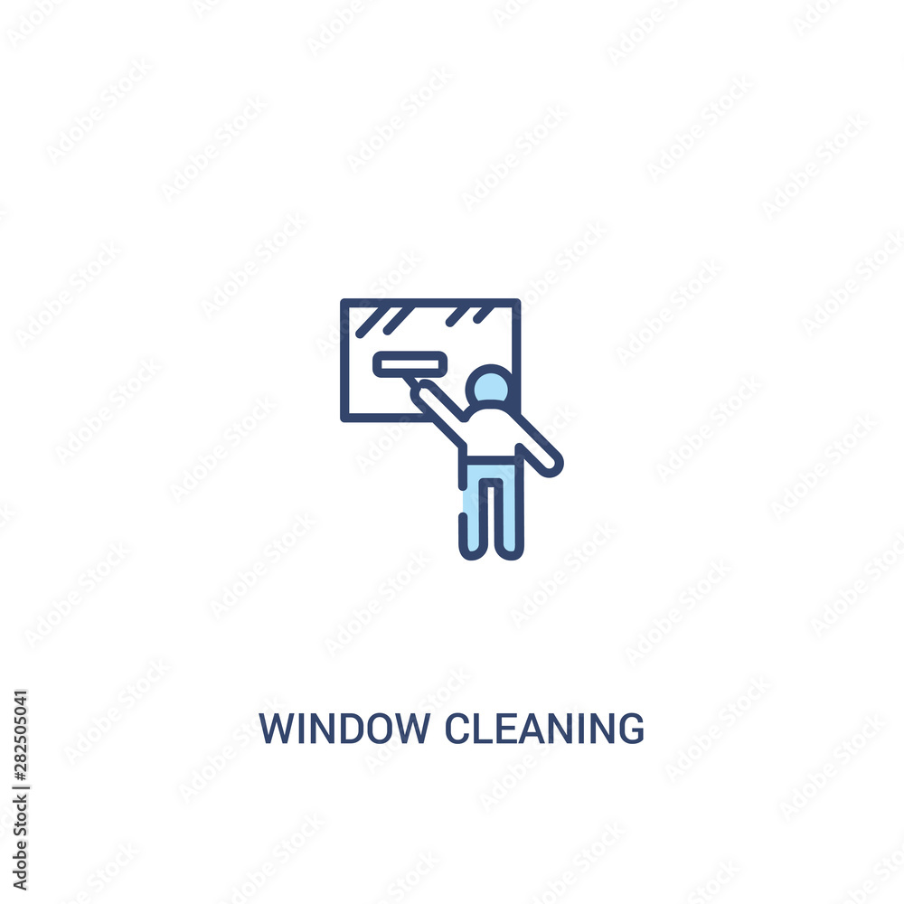 Poster window cleaning concept 2 colored icon. simple line element illustration. outline blue window cleani