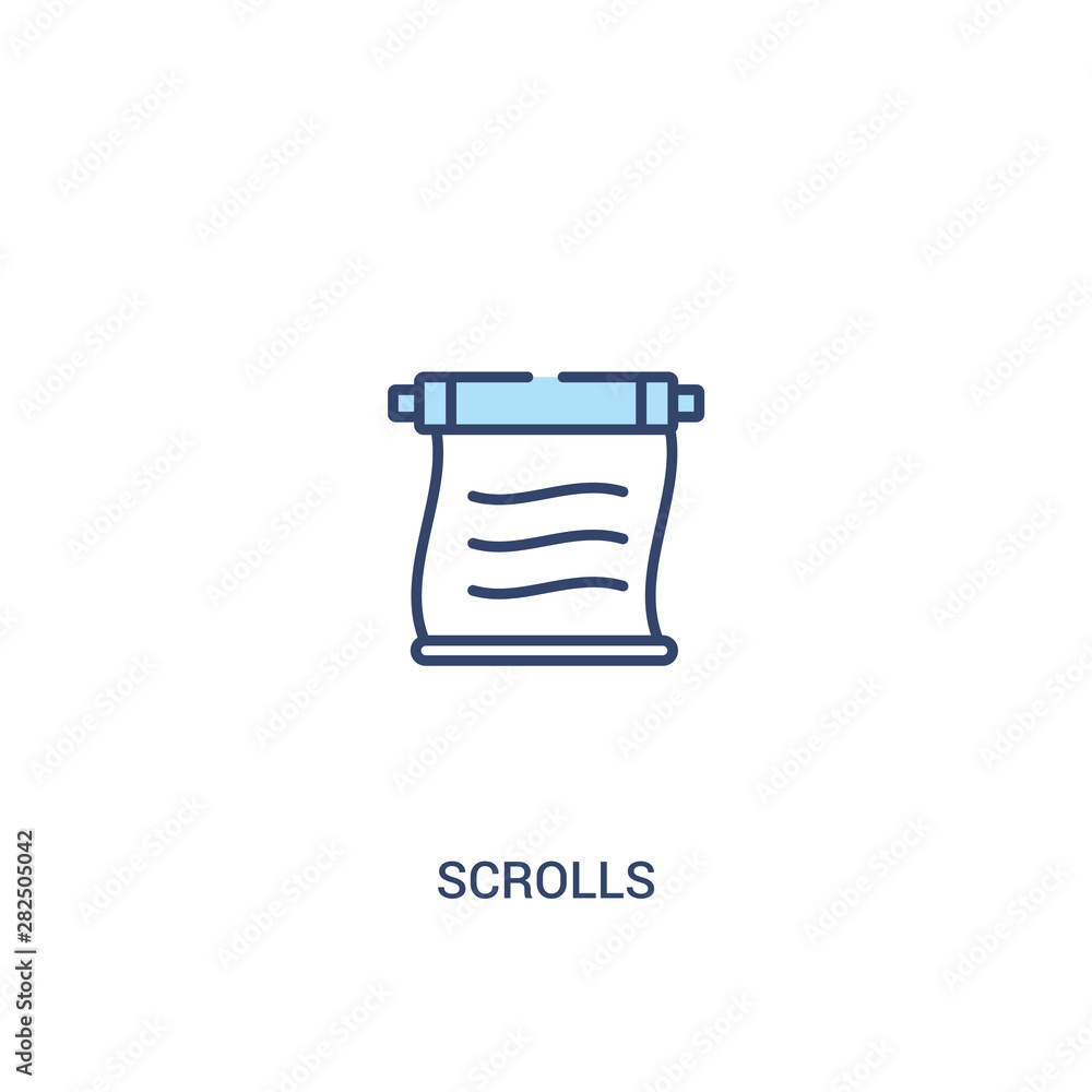 Poster scrolls concept 2 colored icon. simple line element illustration. outline blue scrolls symbol. can b