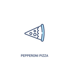 pepperoni pizza slice concept 2 colored icon. simple line element illustration. outline blue pepperoni pizza slice symbol. can be used for web and mobile ui/ux.
