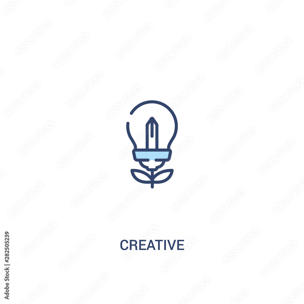 Poster creative concept 2 colored icon. simple line element illustration. outline blue creative symbol. can