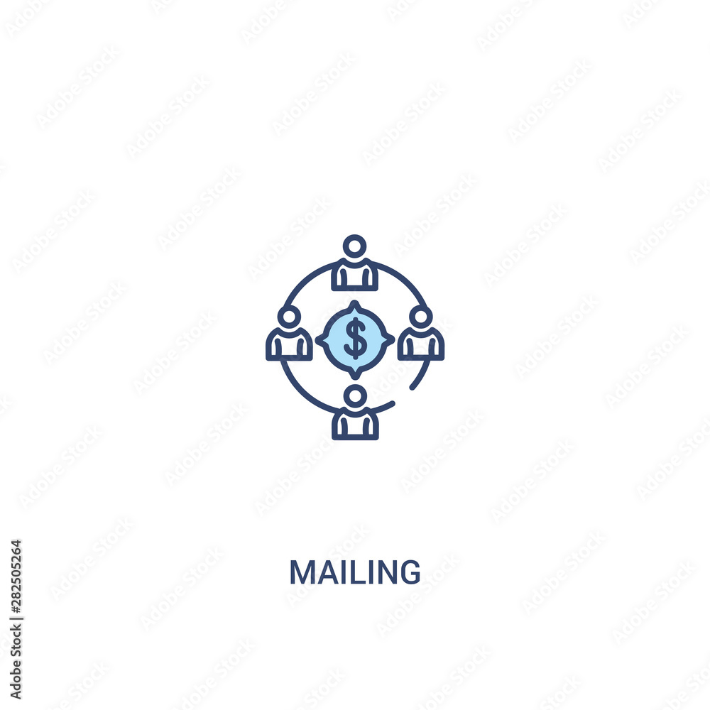Poster mailing concept 2 colored icon. simple line element illustration. outline blue mailing symbol. can b