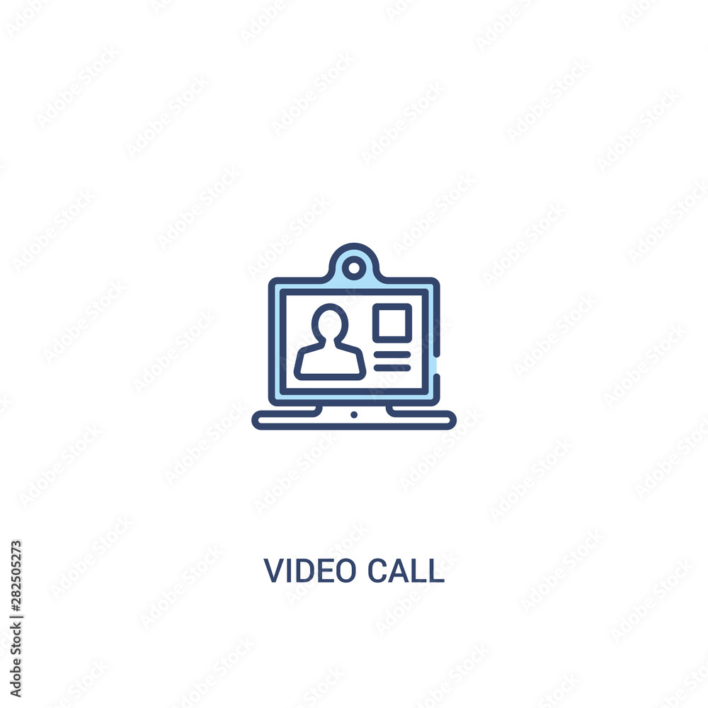 Poster video call concept 2 colored icon. simple line element illustration. outline blue video call symbol.