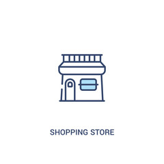 shopping store concept 2 colored icon. simple line element illustration. outline blue shopping store symbol. can be used for web and mobile ui/ux.