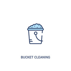 bucket cleaning concept 2 colored icon. simple line element illustration. outline blue bucket cleaning symbol. can be used for web and mobile ui/ux.
