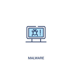 malware concept 2 colored icon. simple line element illustration. outline blue malware symbol. can be used for web and mobile ui/ux.