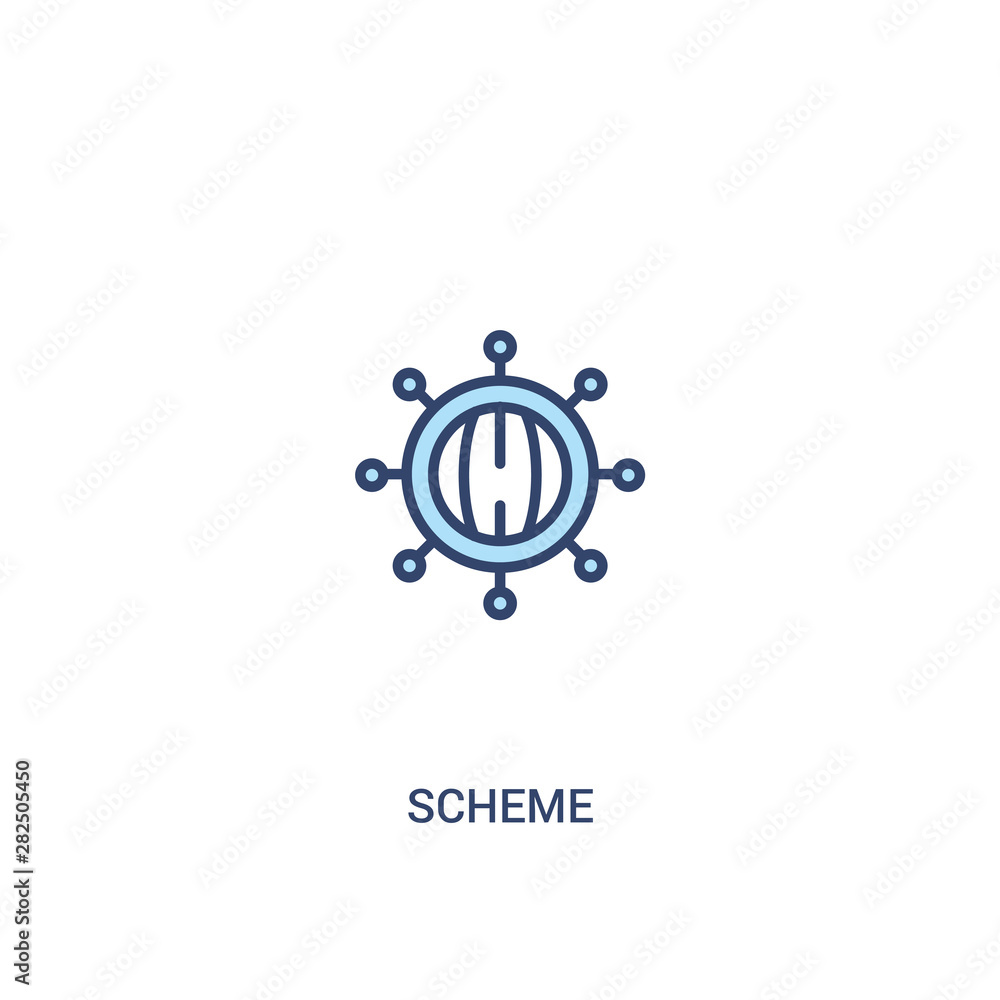 Poster scheme concept 2 colored icon. simple line element illustration. outline blue scheme symbol. can be 