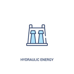 hydraulic energy concept 2 colored icon. simple line element illustration. outline blue hydraulic energy symbol. can be used for web and mobile ui/ux.