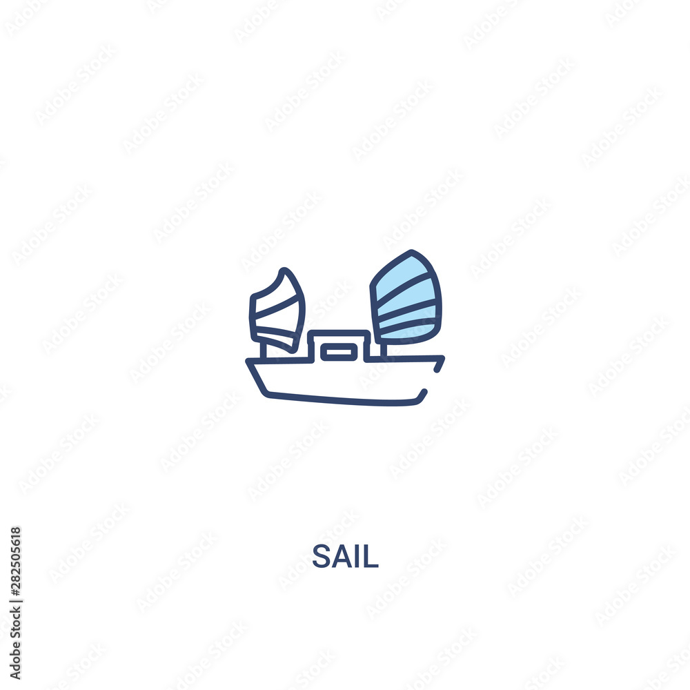 Poster sail concept 2 colored icon. simple line element illustration. outline blue sail symbol. can be used