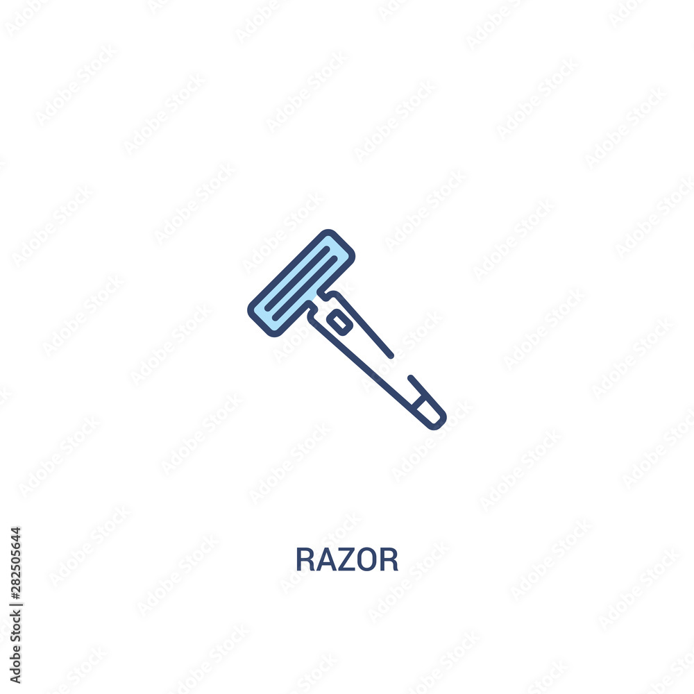 Poster razor concept 2 colored icon. simple line element illustration. outline blue razor symbol. can be us