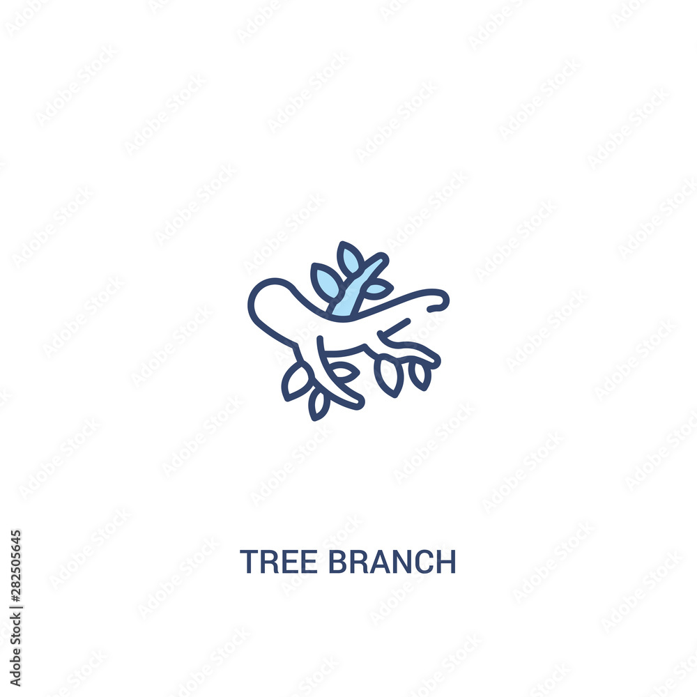 Poster tree branch concept 2 colored icon. simple line element illustration. outline blue tree branch symbo