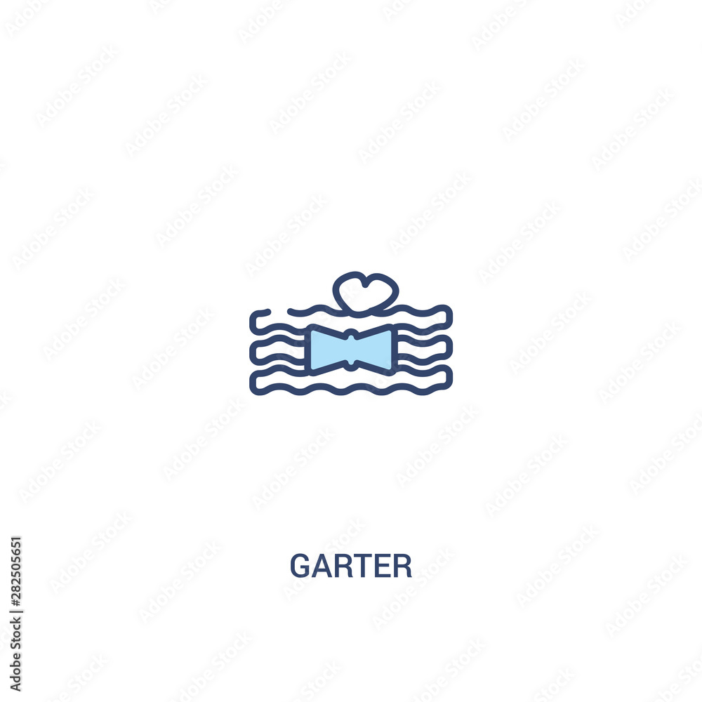 Poster garter concept 2 colored icon. simple line element illustration. outline blue garter symbol. can be 