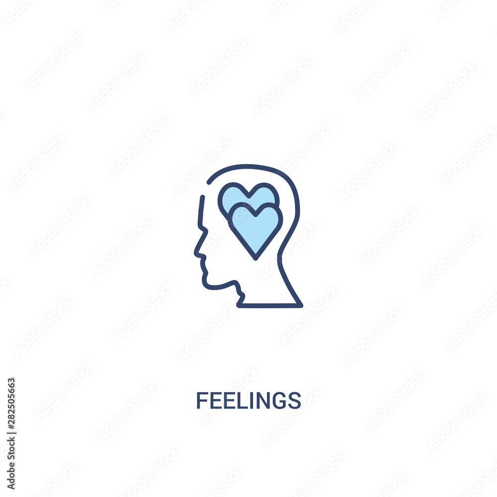Poster feelings concept 2 colored icon. simple line element illustration. outline blue feelings symbol. can