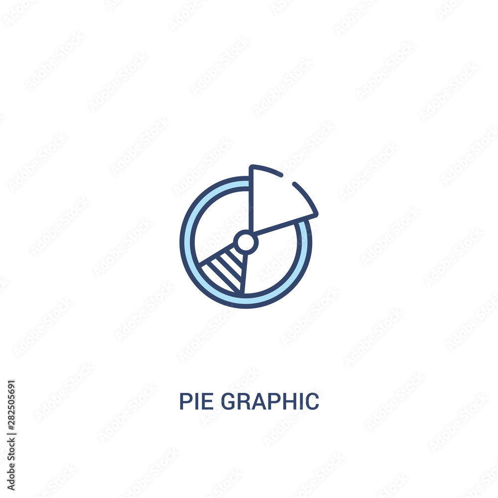 Poster pie graphic concept 2 colored icon. simple line element illustration. outline blue pie graphic symbo