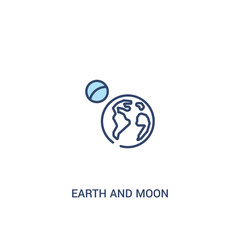 earth and moon concept 2 colored icon. simple line element illustration. outline blue earth and moon symbol. can be used for web and mobile ui/ux.