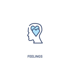 feelings concept 2 colored icon. simple line element illustration. outline blue feelings symbol. can be used for web and mobile ui/ux.