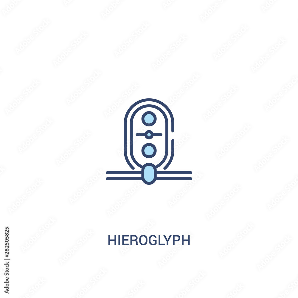 Poster hieroglyph concept 2 colored icon. simple line element illustration. outline blue hieroglyph symbol.