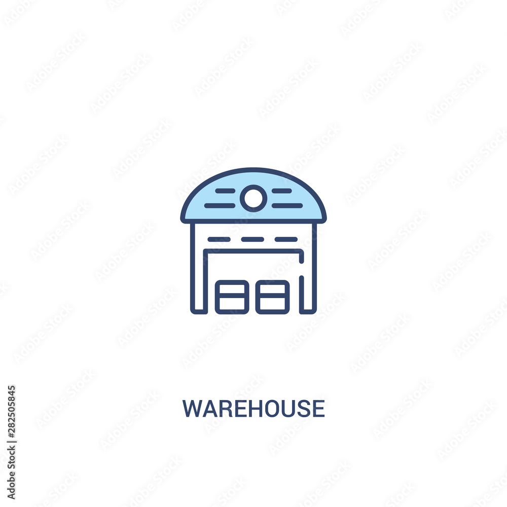 Poster warehouse concept 2 colored icon. simple line element illustration. outline blue warehouse symbol. c