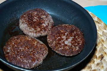 Tasty hamburger in your own kitchen crafted from beef