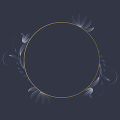  Navy blue Wedding Invitation, floral invite thank you, rsvp modern card Design in Golden Text and leaf greenery branches decorative Vector elegant rustic template