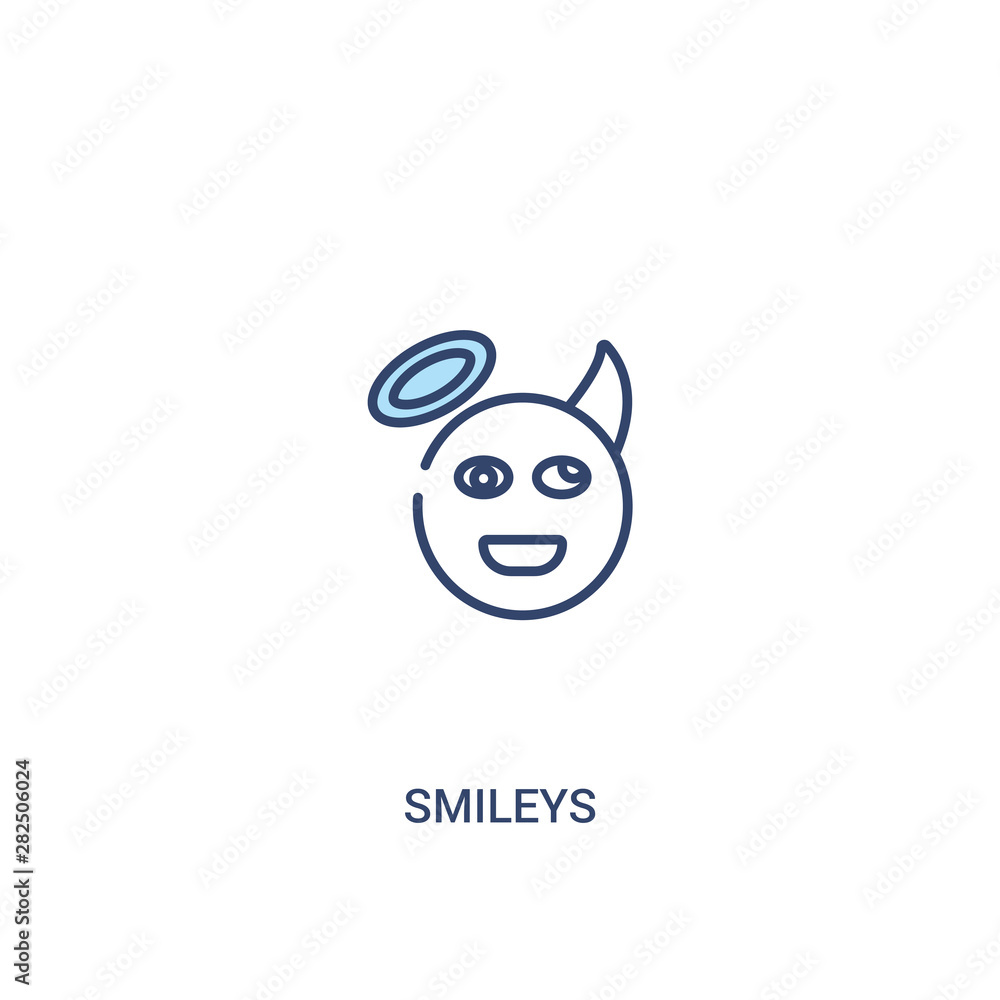 Poster smileys concept 2 colored icon. simple line element illustration. outline blue smileys symbol. can b