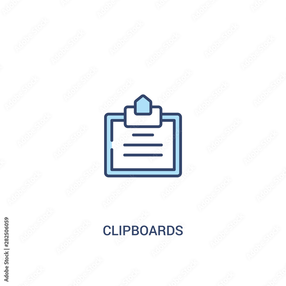 Poster clipboards concept 2 colored icon. simple line element illustration. outline blue clipboards symbol.