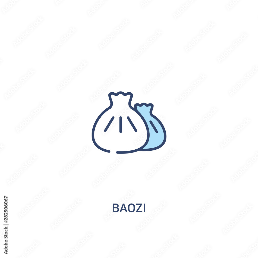 Poster baozi concept 2 colored icon. simple line element illustration. outline blue baozi symbol. can be us