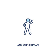 anxious human concept 2 colored icon. simple line element illustration. outline blue anxious human symbol. can be used for web and mobile ui/ux.