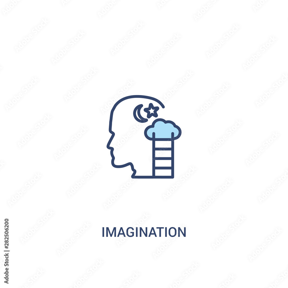 Poster imagination concept 2 colored icon. simple line element illustration. outline blue imagination symbo