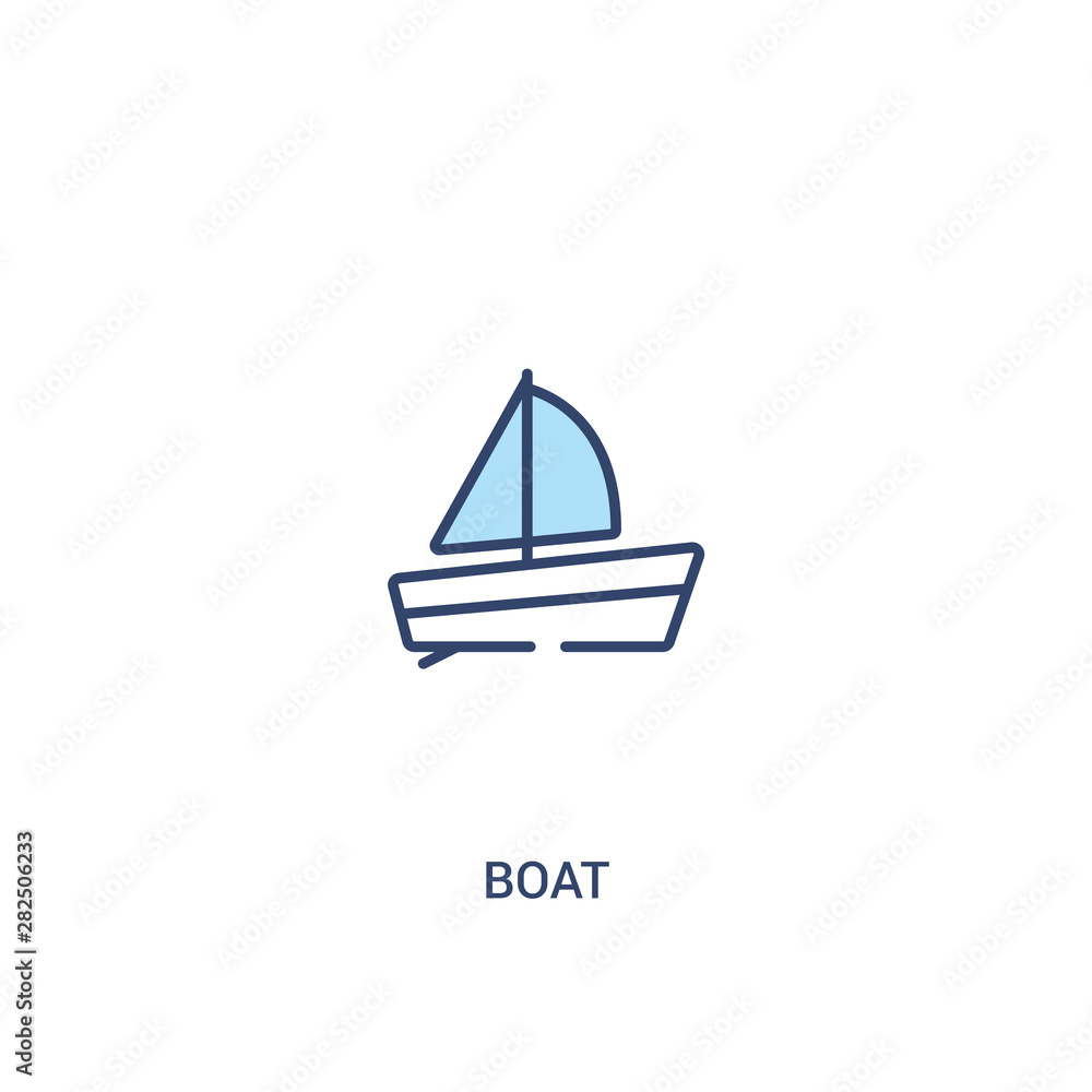 Poster boat concept 2 colored icon. simple line element illustration. outline blue boat symbol. can be used