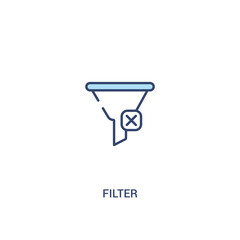 filter concept 2 colored icon. simple line element illustration. outline blue filter symbol. can be used for web and mobile ui/ux.