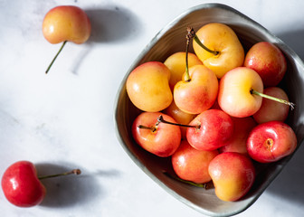 Bowl of Cherries on White