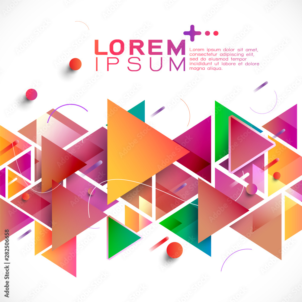 Poster abstract colorful gradient mixed geometric stripes template and modern overlapping on middle positio