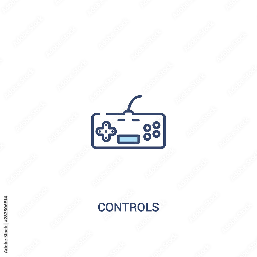 Poster controls concept 2 colored icon. simple line element illustration. outline blue controls symbol. can