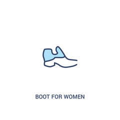 boot for women concept 2 colored icon. simple line element illustration. outline blue boot for women symbol. can be used for web and mobile ui/ux.