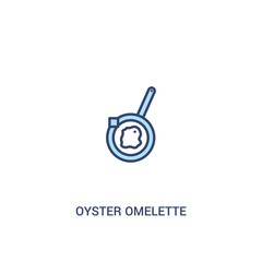 oyster omelette concept 2 colored icon. simple line element illustration. outline blue oyster omelette symbol. can be used for web and mobile ui/ux.