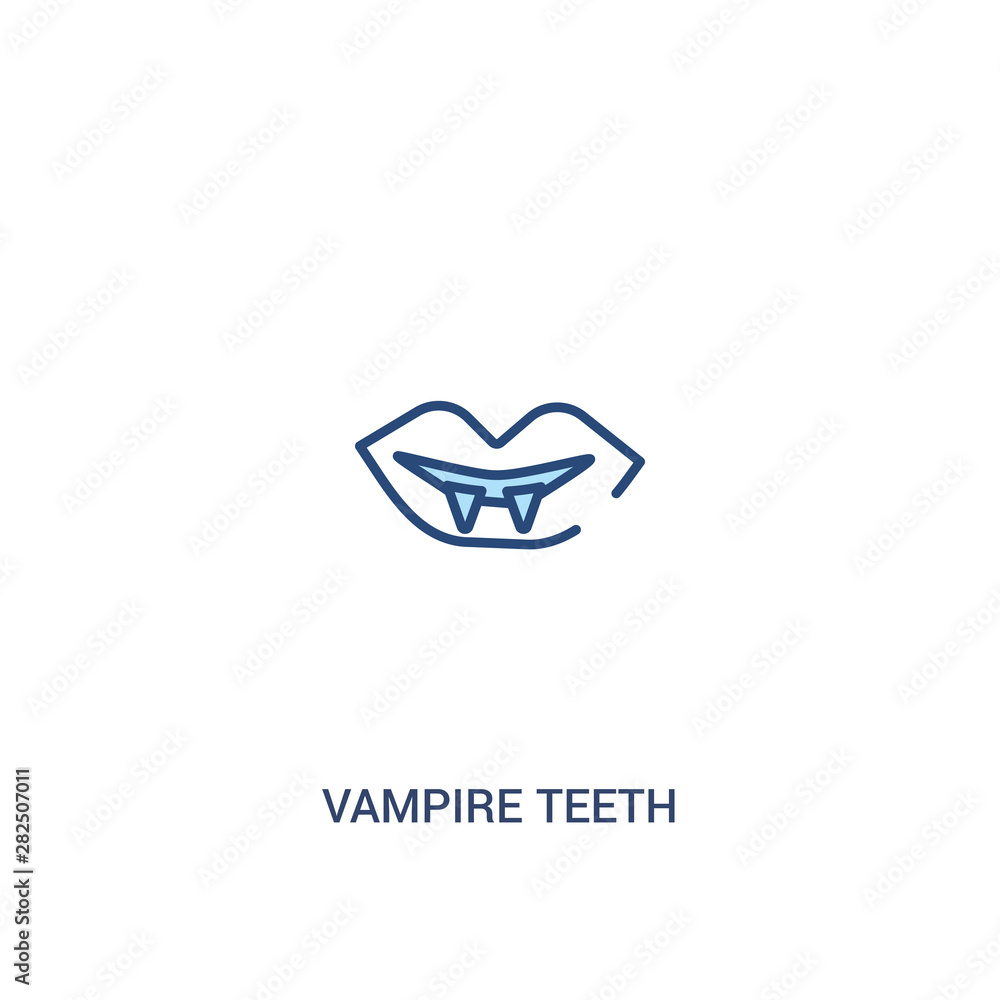 Poster vampire teeth concept 2 colored icon. simple line element illustration. outline blue vampire teeth s