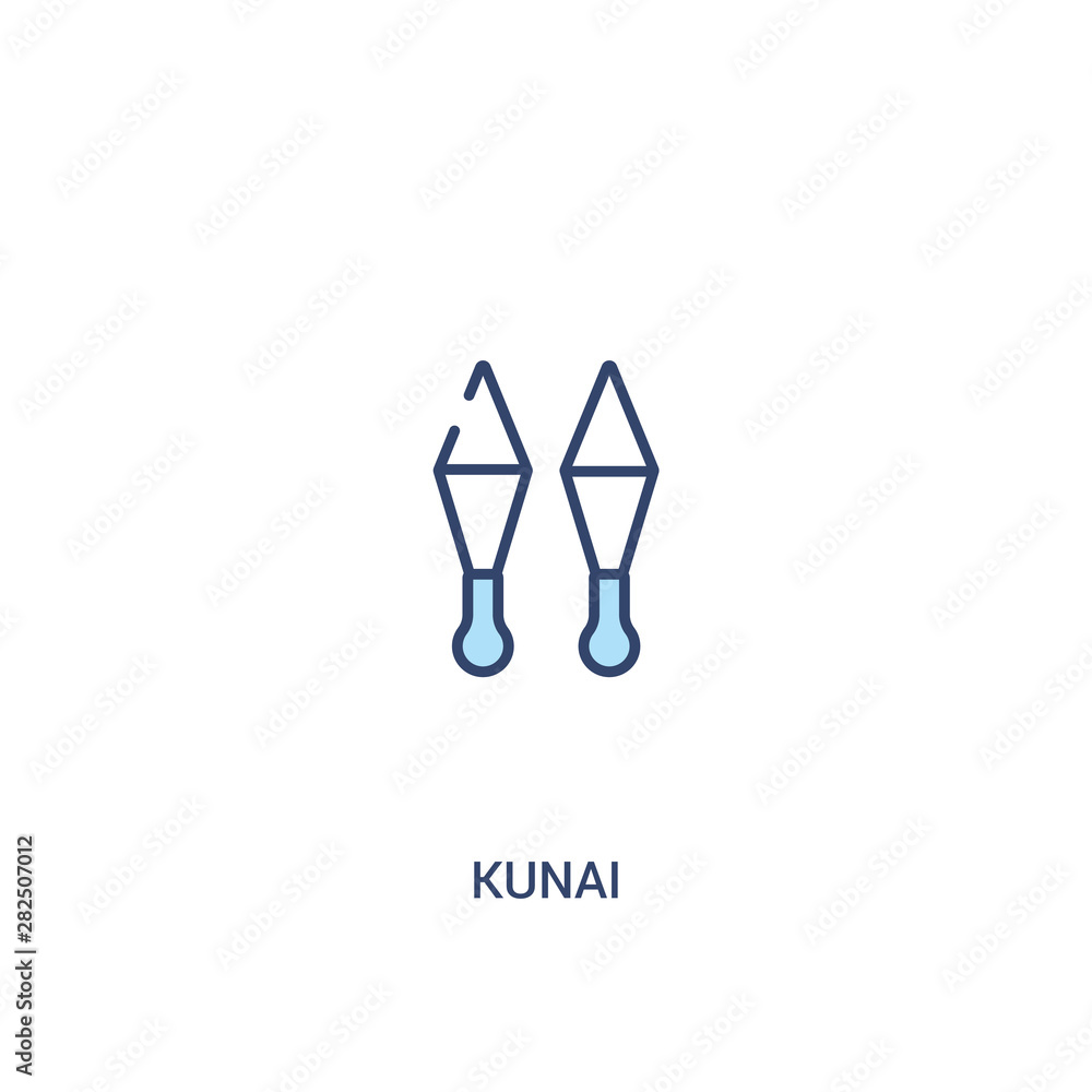 Poster kunai concept 2 colored icon. simple line element illustration. outline blue kunai symbol. can be us