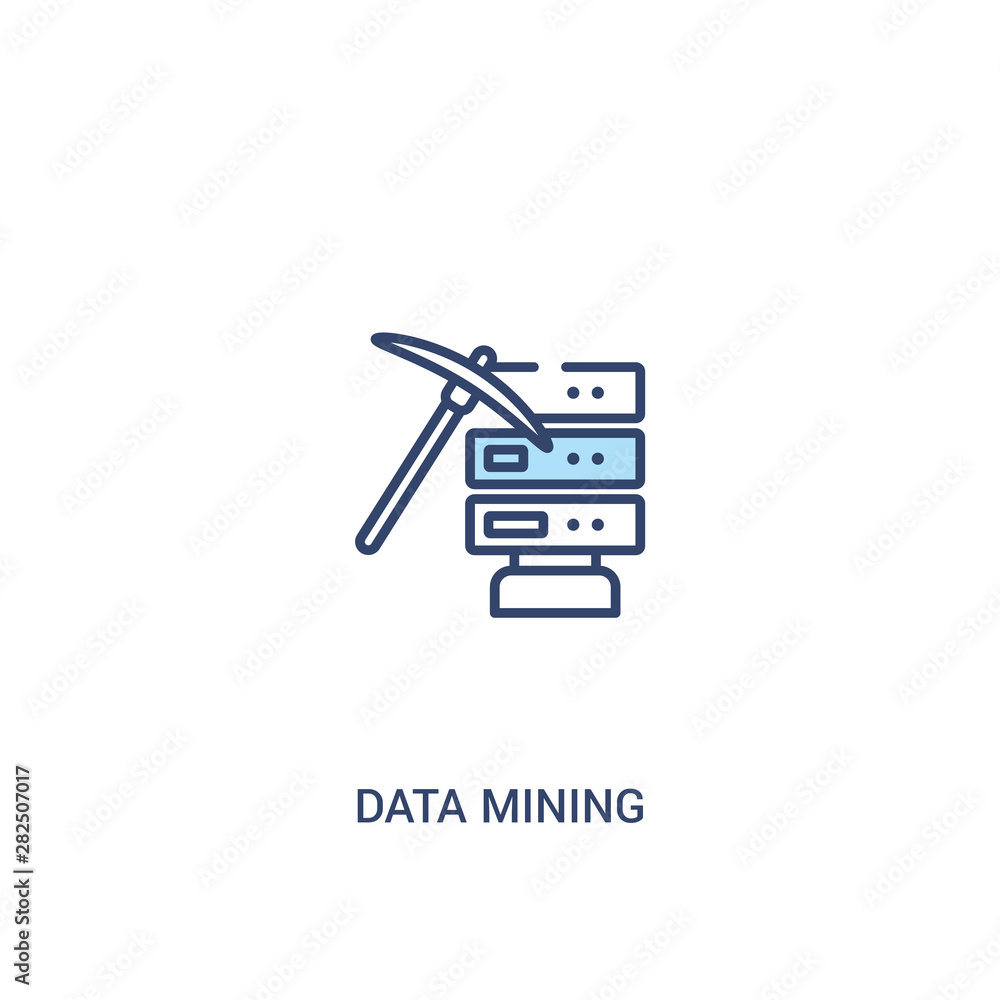 Poster data mining concept 2 colored icon. simple line element illustration. outline blue data mining symbo