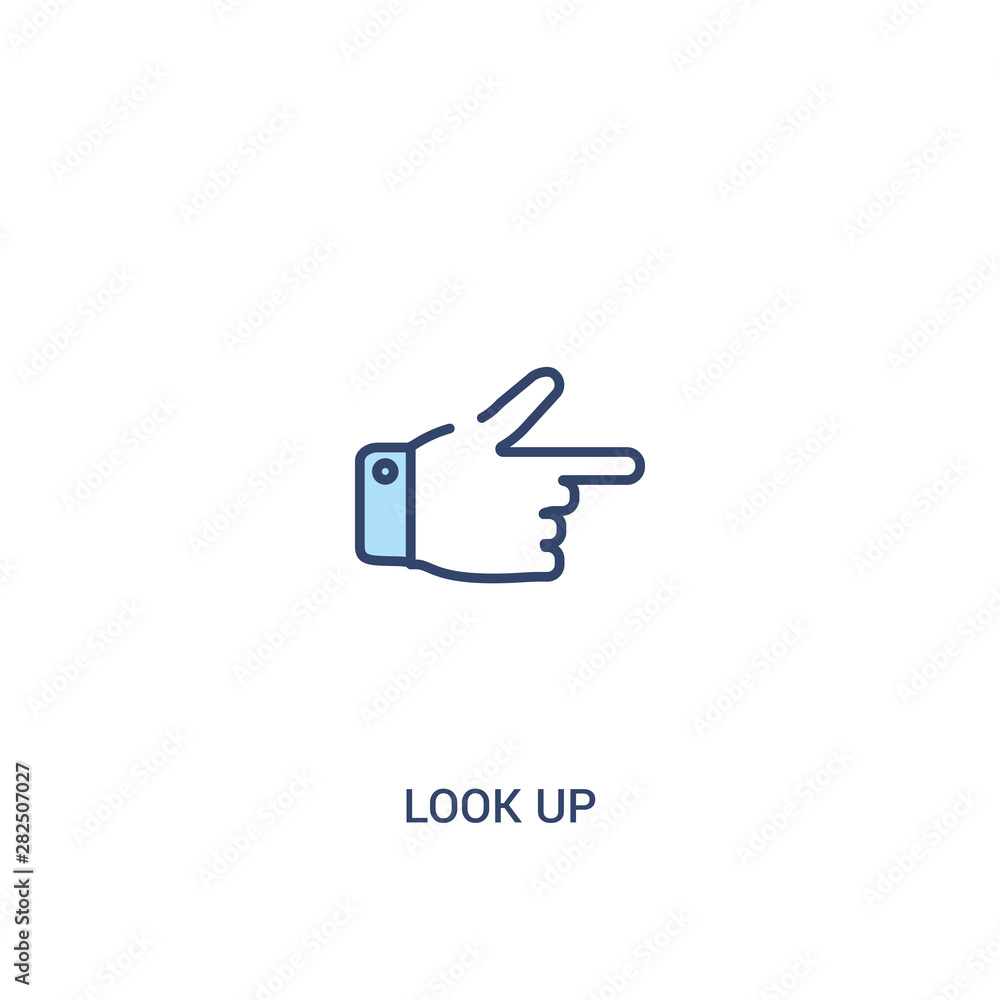 Poster look up concept 2 colored icon. simple line element illustration. outline blue look up symbol. can b