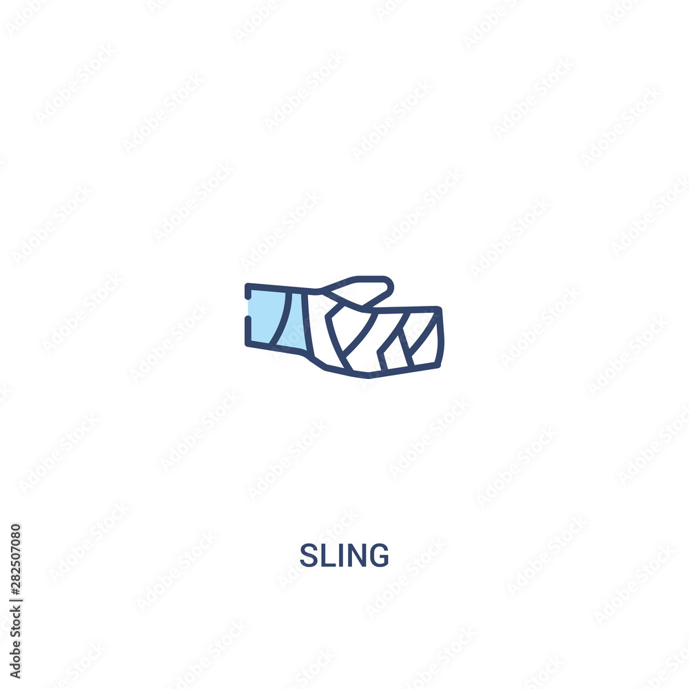 Poster sling concept 2 colored icon. simple line element illustration. outline blue sling symbol. can be us