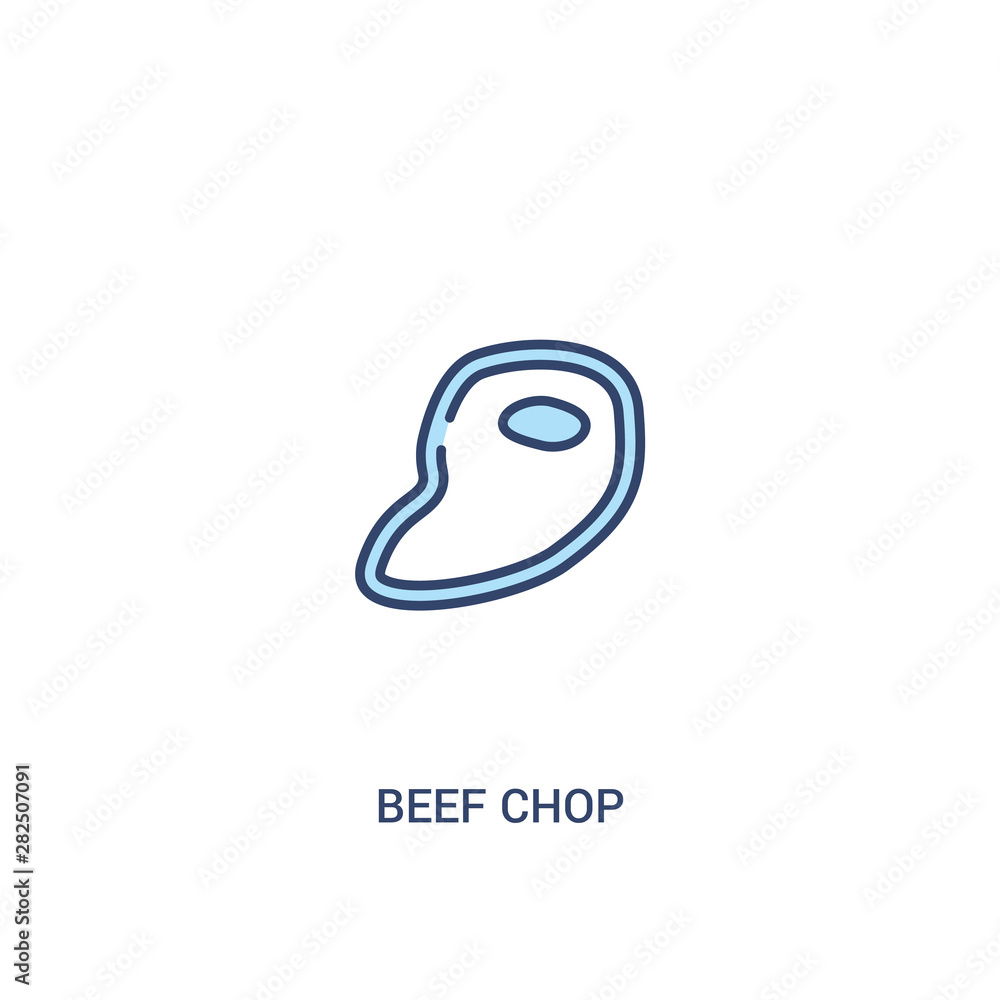 Poster beef chop concept 2 colored icon. simple line element illustration. outline blue beef chop symbol. c