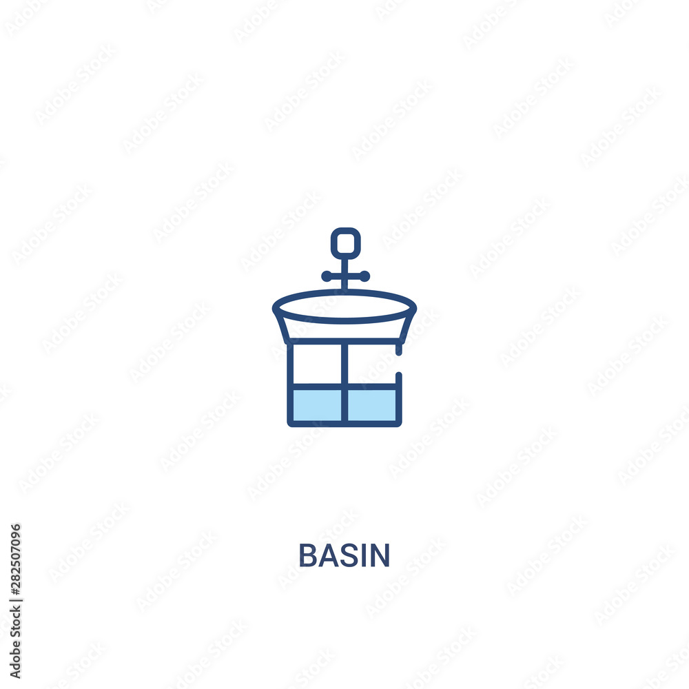Poster basin concept 2 colored icon. simple line element illustration. outline blue basin symbol. can be us