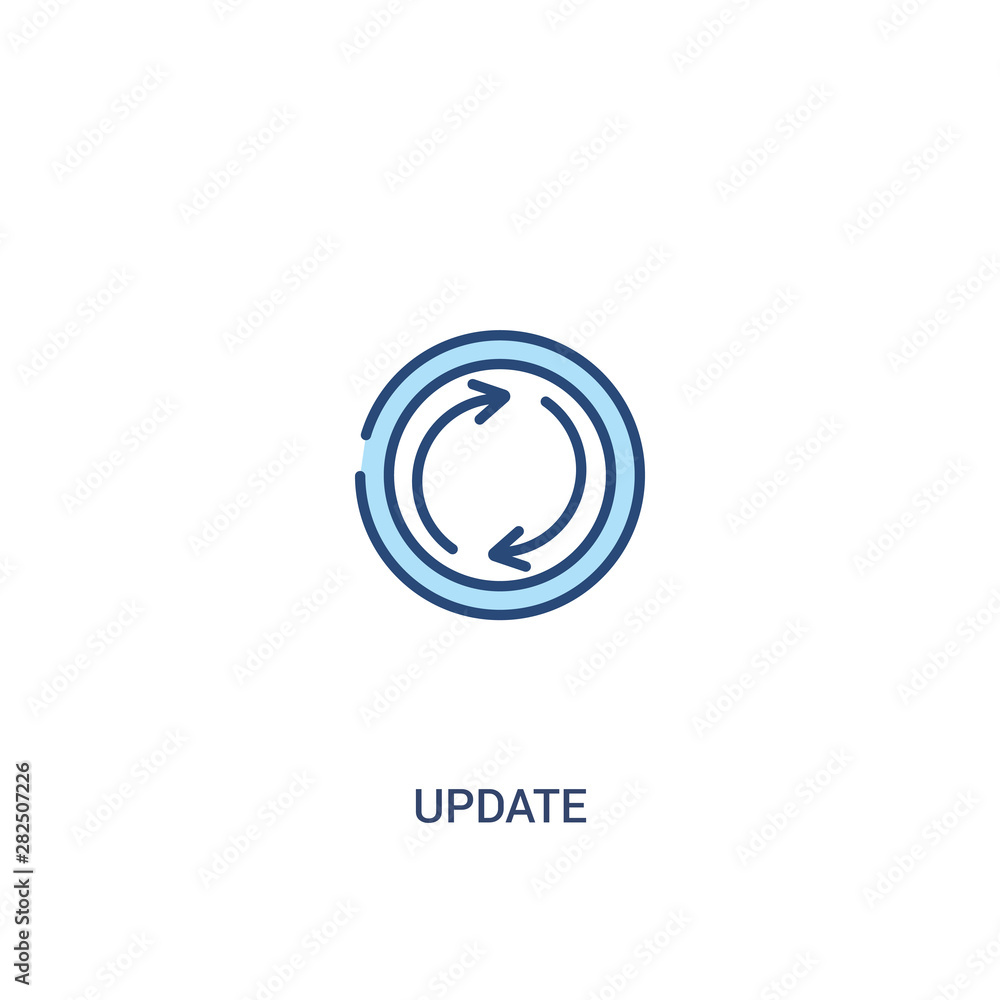 Poster update concept 2 colored icon. simple line element illustration. outline blue update symbol. can be 