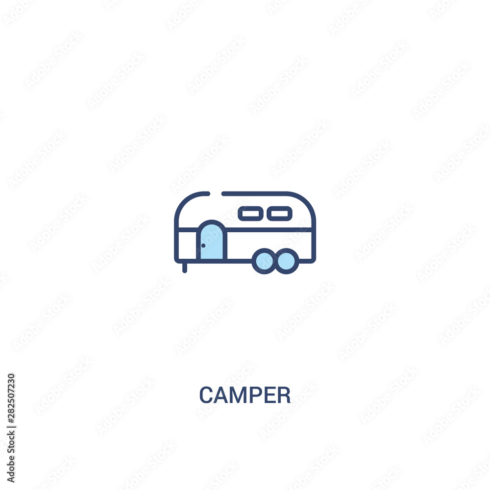 Wall mural camper concept 2 colored icon. simple line element illustration. outline blue camper symbol. can be used for web and mobile ui/ux.